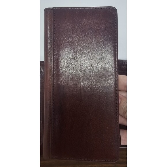 Vintage Fossil Brown Leather Trifold Check Book Credit Card Wallet 7"X4" - Picture 15 of 16